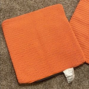 Orange textured pillow shams